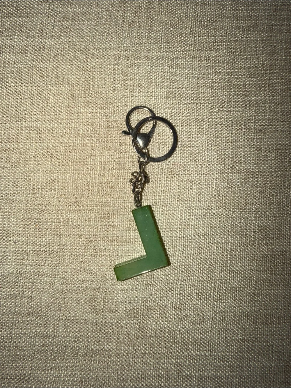 Green 'L' Initial Keychain Charm - Men Accessories